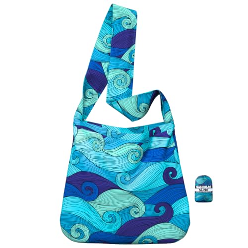RuMe Sling 19L Foldable Packable Crossbody Grocery Bag for Men & Women